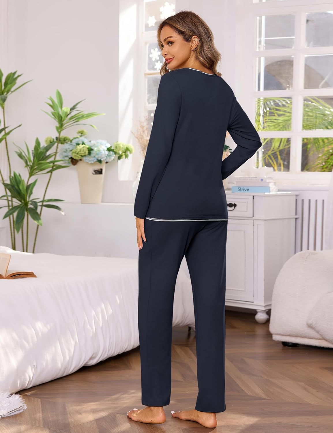 Thumbnail 6 de Pigiama donna cotone lungo con tasche S-3XL