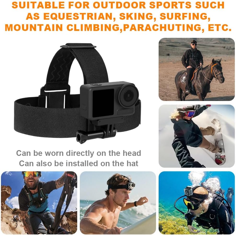 Thumbnail 6 de Adiwo 2 in 1 Imbracatura Pettorale e Fascia per Testa per Action Cam — compatibile con GoPro Hero 13-4 e DJI Action Pro