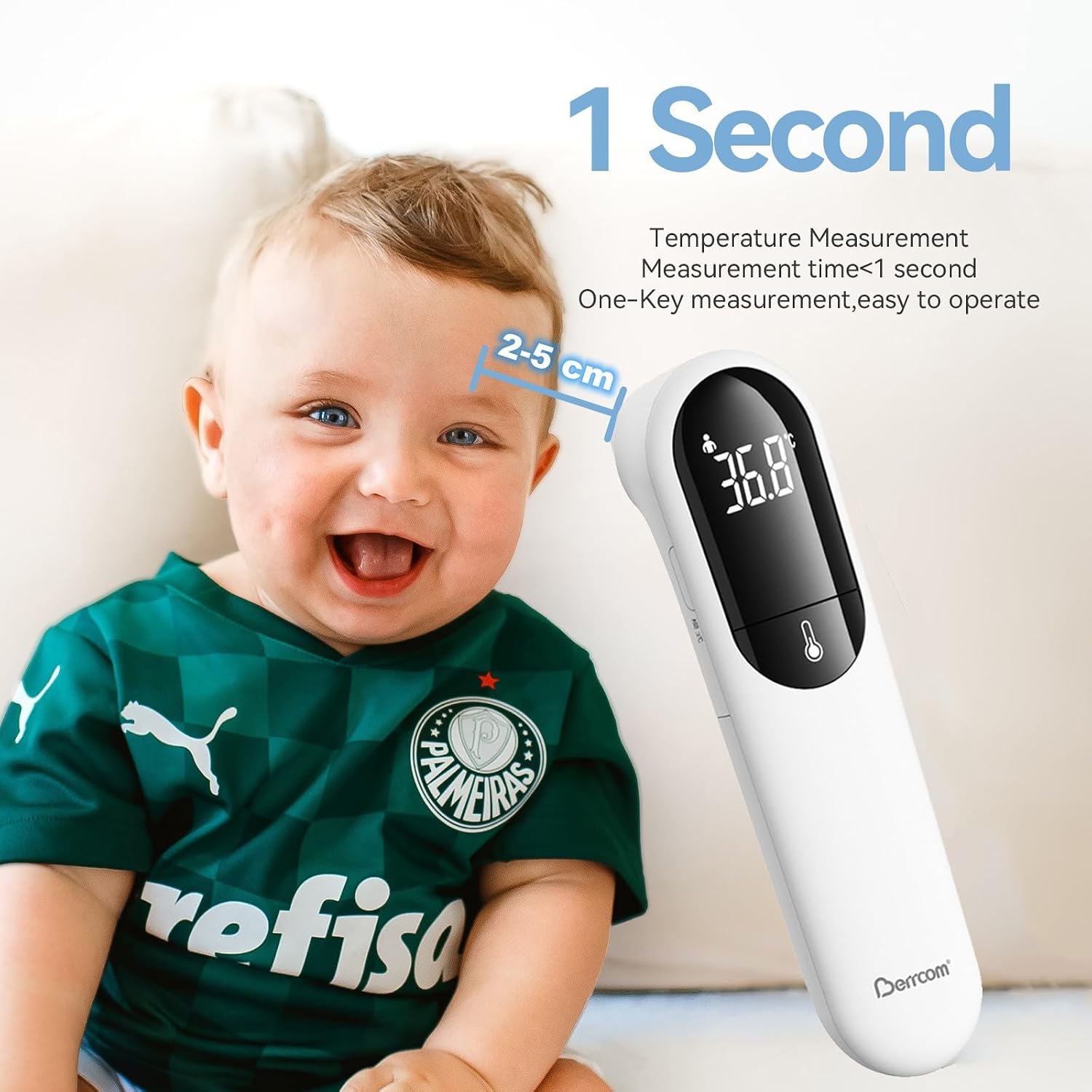 Detalle 2 de Berrcom Kontaktloses Infrarot-Stirnthermometer mit Dual-Sonden-Technologie (für Kinder & Erwachsene)