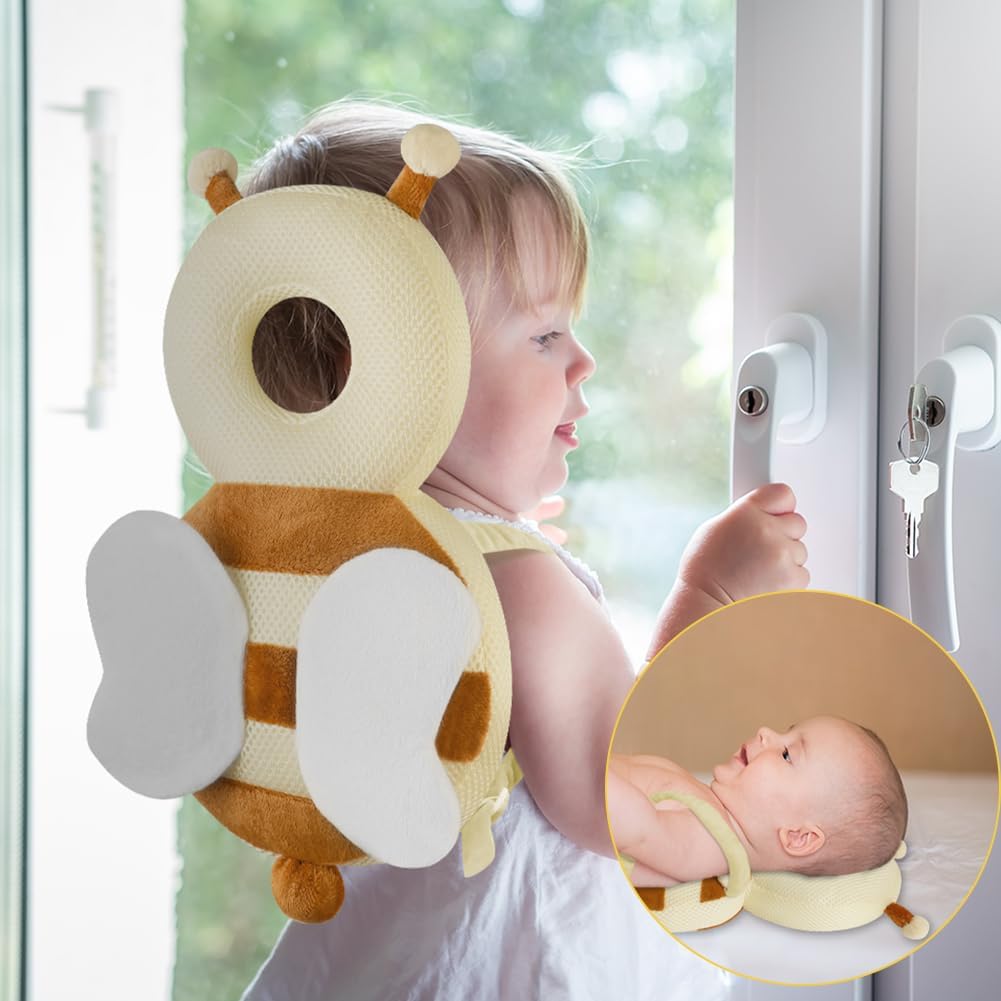 Thumbnail 3 de Vicloon Protezione per la Testa del Bambino – Ape Beige con Ginocchiere, protezione testa morbida e traspirante per gattonare e camminare