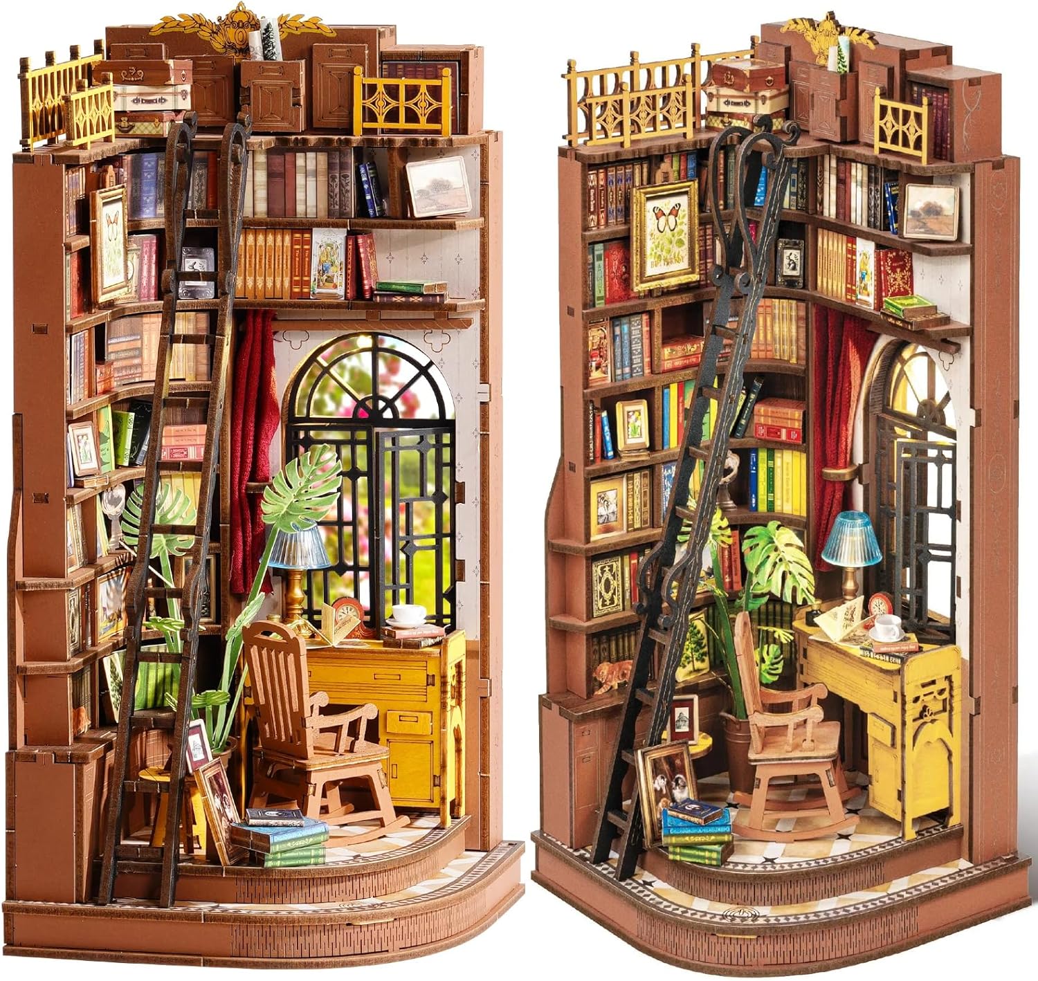 Rolife Book Nook Silent Corner Study : kit DIY en bois miniature avec lumières LED pour étagère