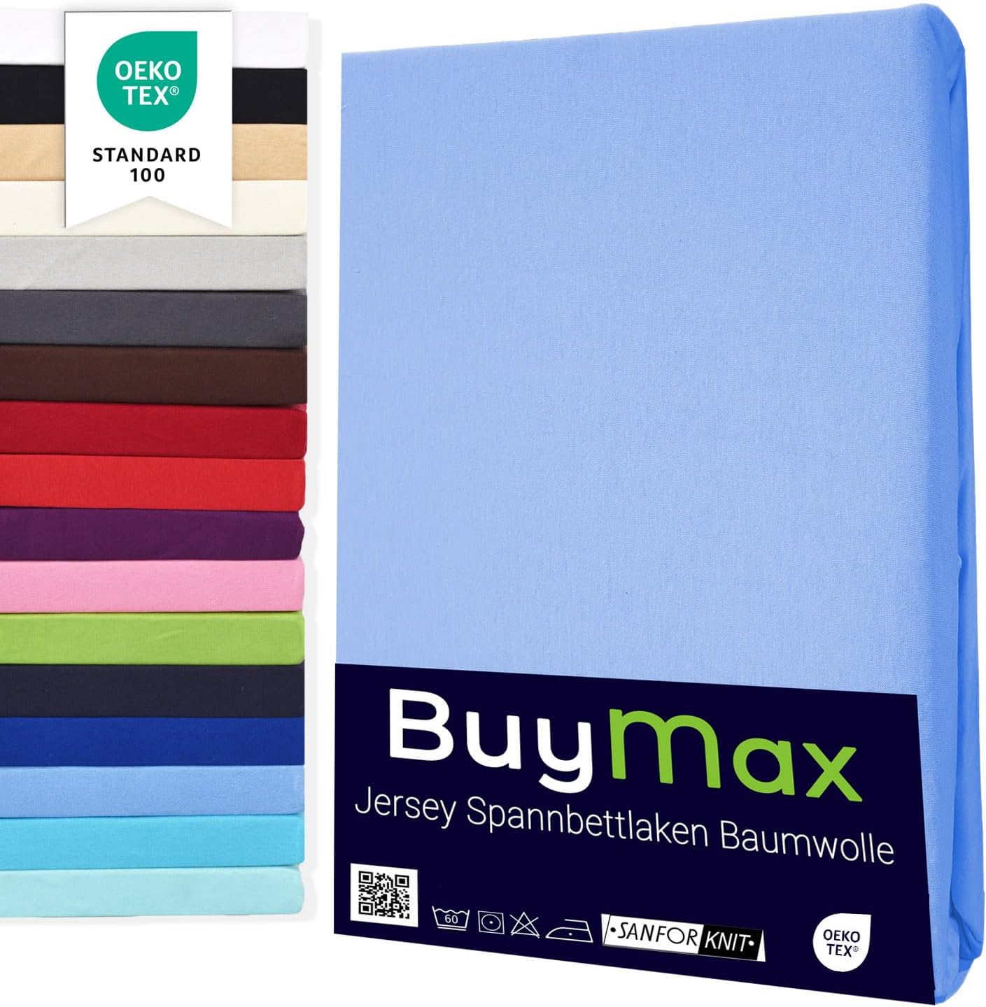 Detalle de Buymax® Spannbettlaken 90x200cm Doppelpack