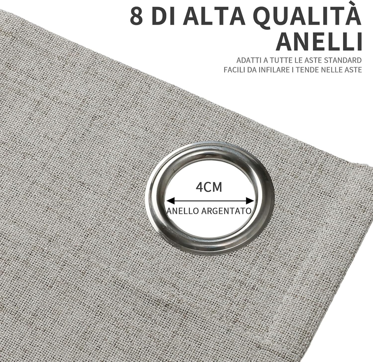 Thumbnail 4 de Joydeco tende oscuranti 100% in lino sintetico con occhielli (2 pannelli) bianco, dimensione 2xL140xA175