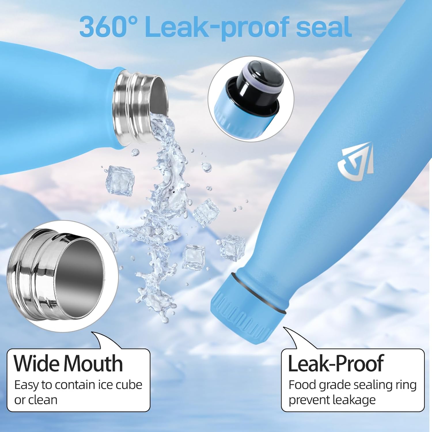 Detalle de Boble Botella Térmica 750 ml 304 Acero Inoxidable Azul cielo 💧