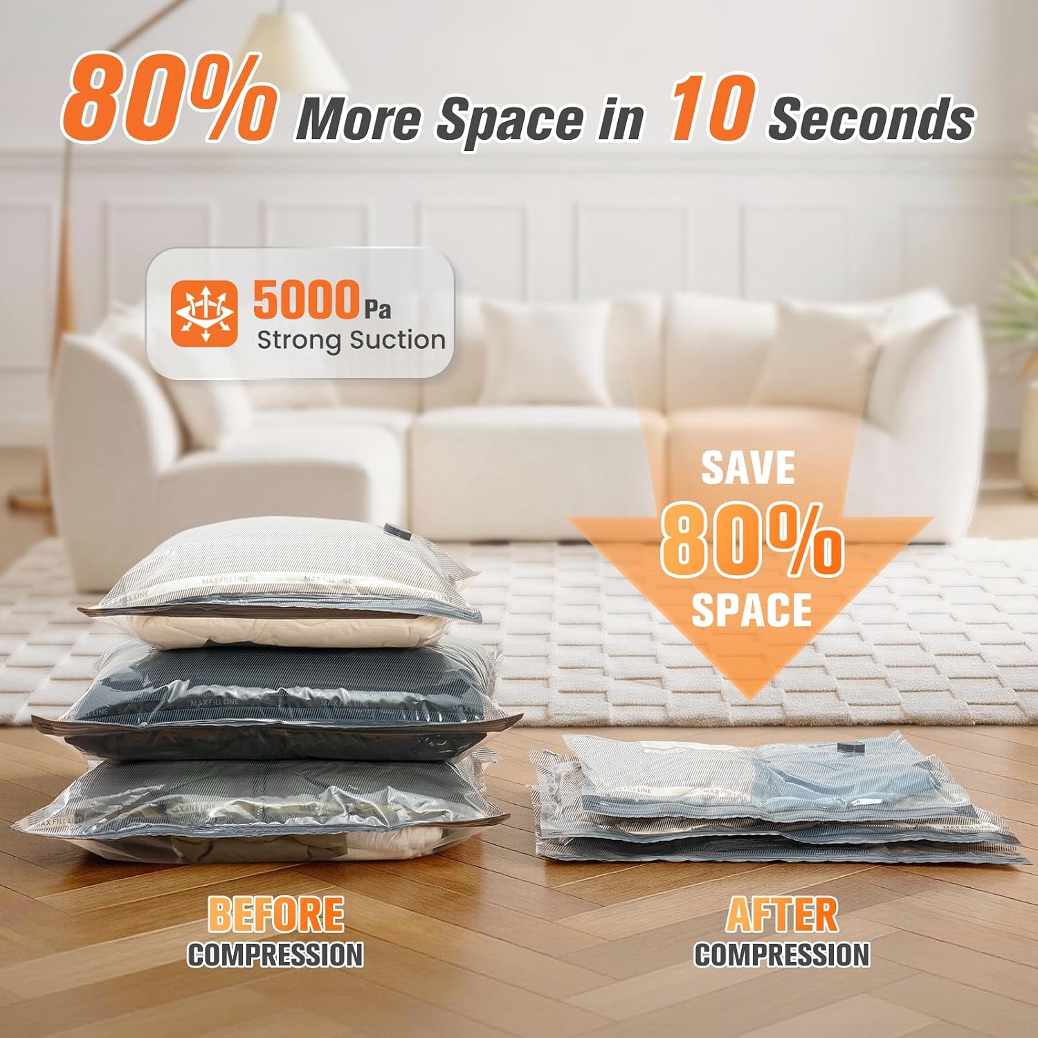 Thumbnail 2 de 18 Pack Vacuum Storage Bags with Rechargeable Cordless Pump: Space-Saving Travel Mayhem, 3 Sizes
