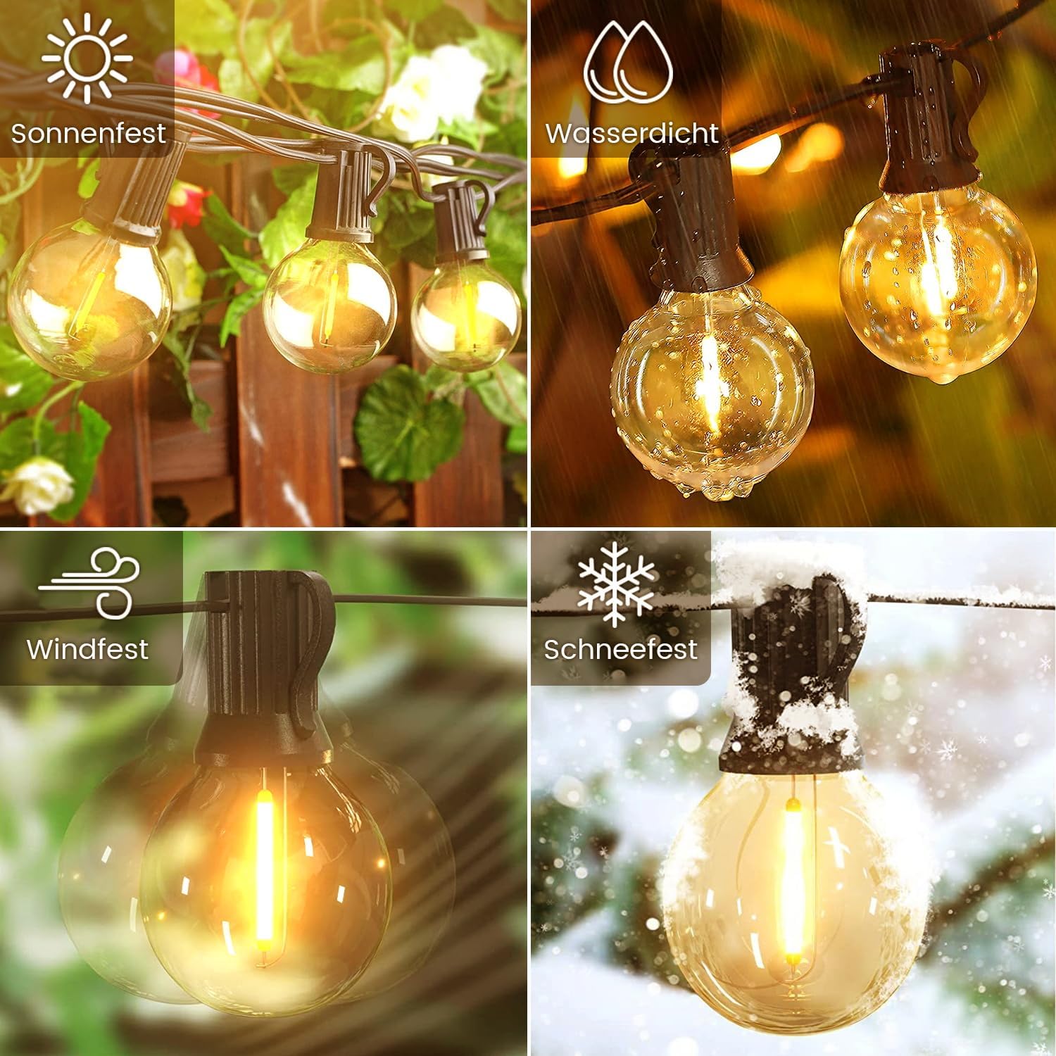 Detalle 2 de Lichterkette Led Außen Strom Outdoor – 54 m, 82 LEDs G40, IP54, wetterfest