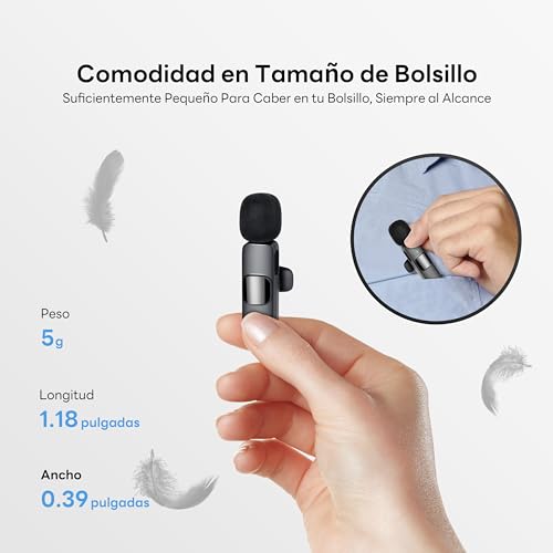 Thumbnail 5 de Qhot micrófono inalámbrico de solapa con 10 horas de batería