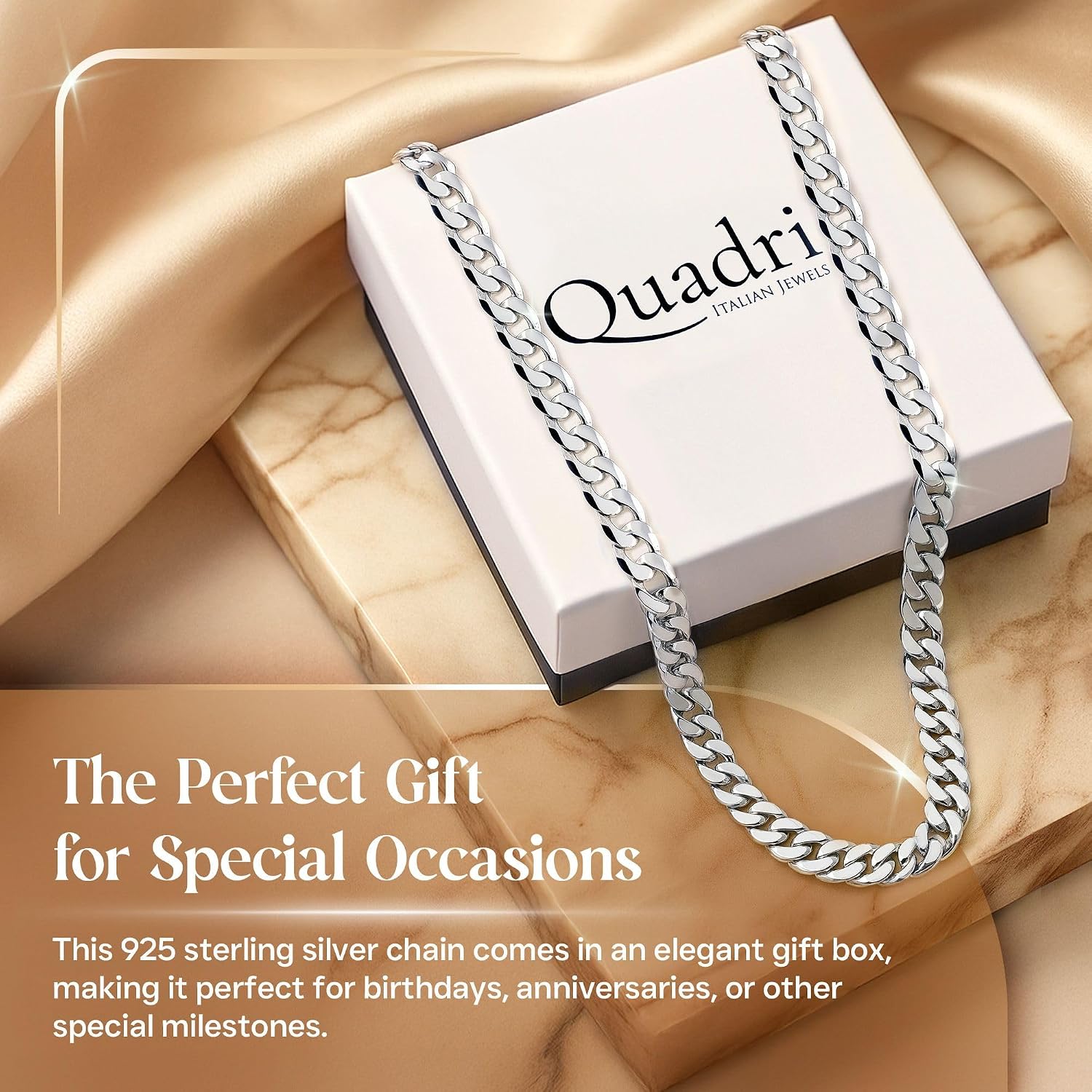 Thumbnail 6 de QUADRI 925 Silver Cuban Link Necklace for Men – 20" (51 cm)