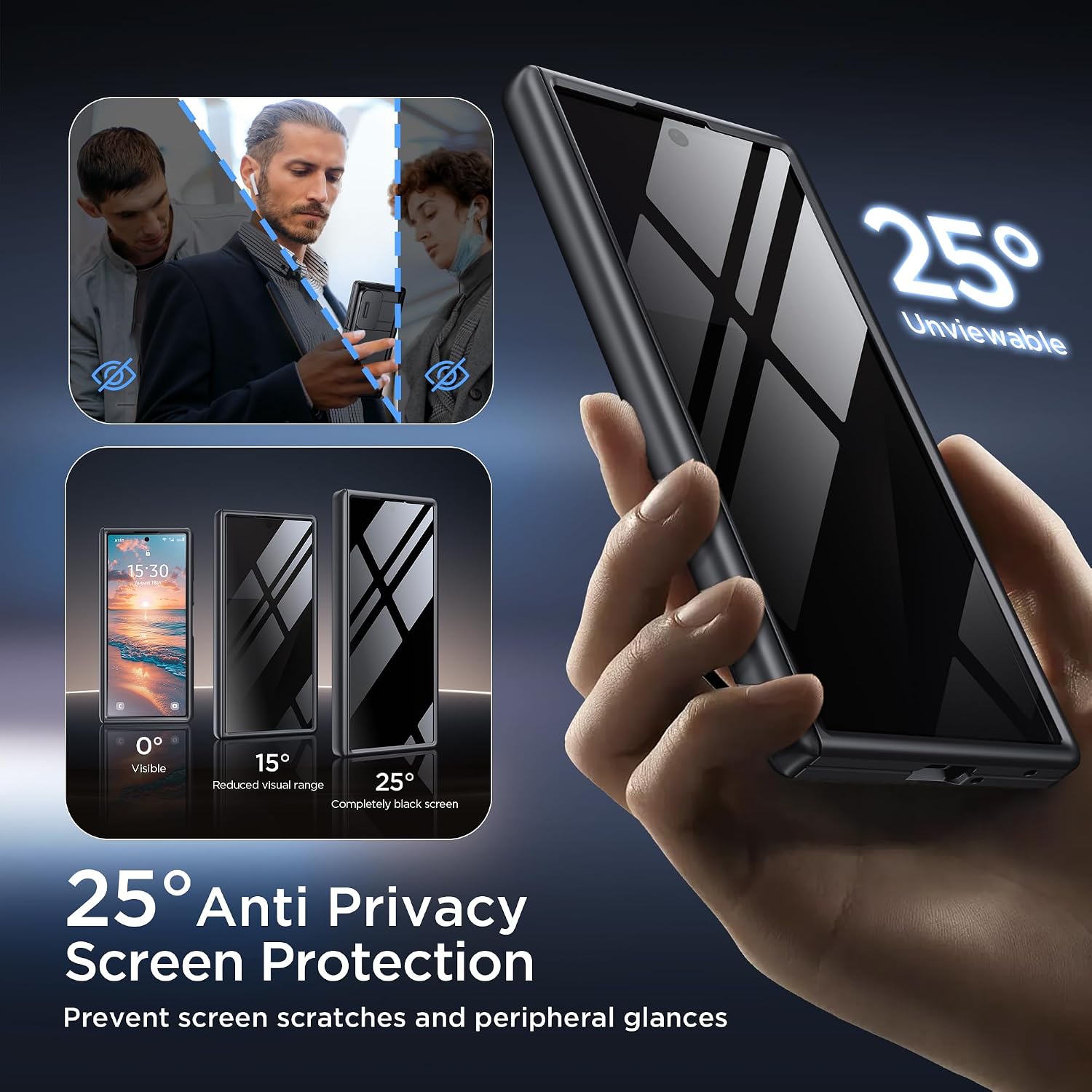 Detalle de TONGATE Wallet Case pour Z Fold 7 – Protection intégrale avec Privacy Screen, porte-cartes et grand support