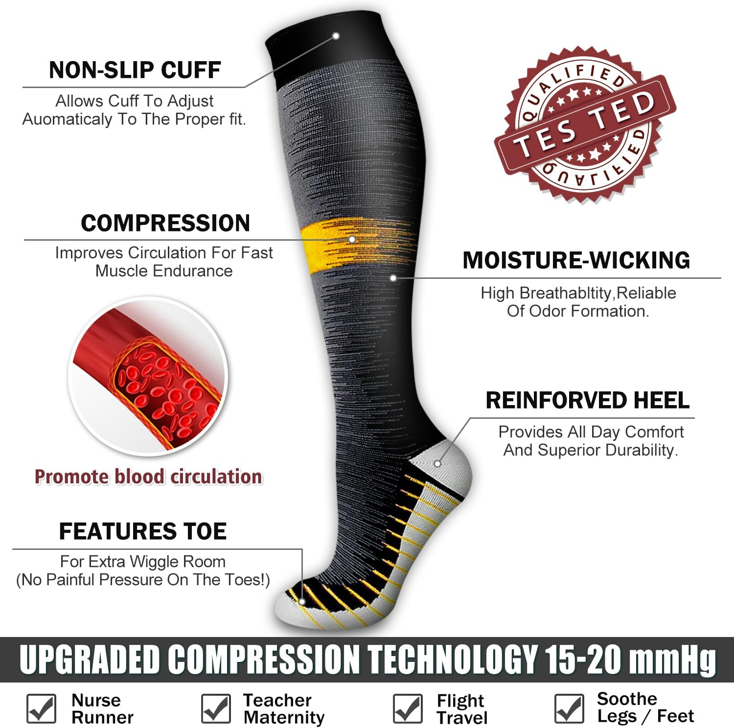 Detalle de Copper Compression Socks, 6-Pack