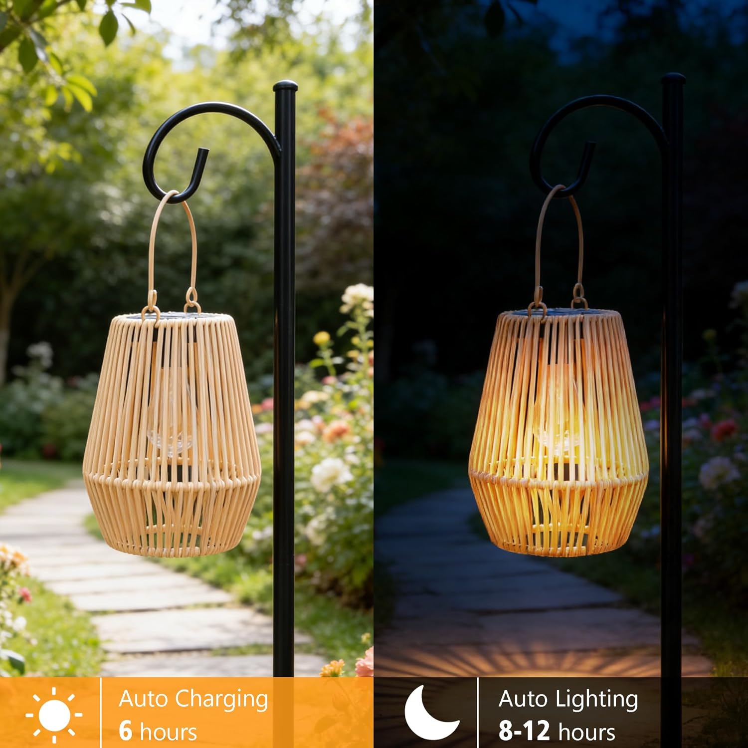 Thumbnail 4 de Solar rattan lanterns for outside (2-pack) – waterproof outdoor garden lights