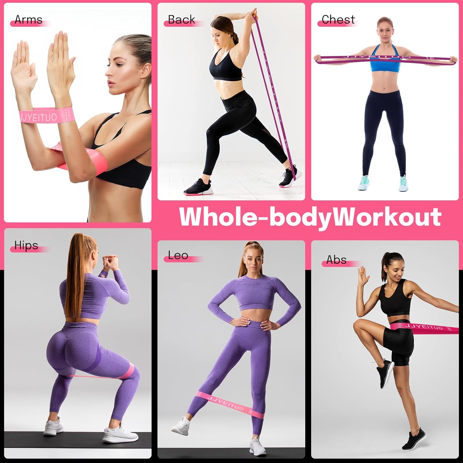 Detalle de JJYEITUO YUJIADAI-001 Resistance Loop Bands, 5 Levels for Home Fitness