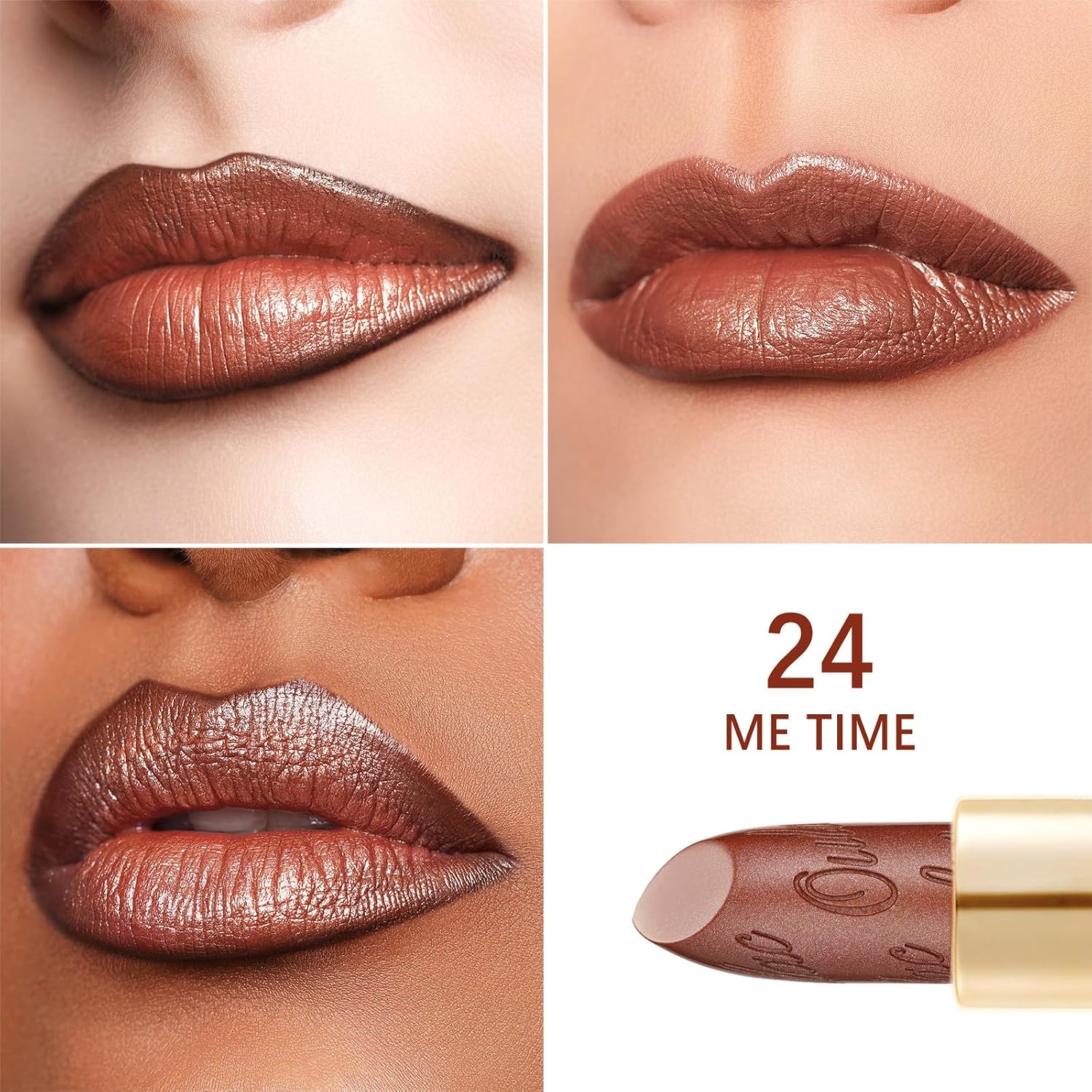 Thumbnail 6 de OULAC Lippenstift Metallic Glanz Finish „Me Time“ (24) – brauner Glitzer-Lippenstift mit 3D-Glanz, vegan