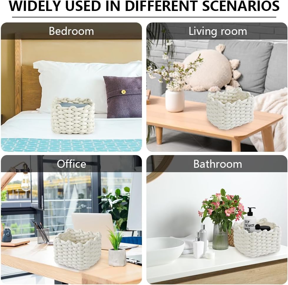 Thumbnail 6 de Aolso Cesto Portaoggetti in Corda di Cotone Intrecciato – 2 pezzi, contenitore bagno e decorazione per cameretta
