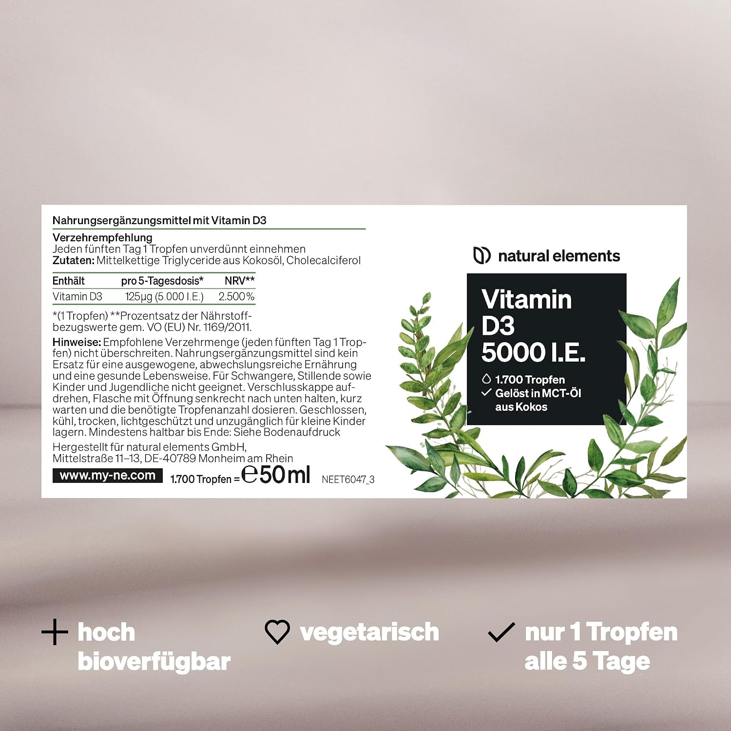 Thumbnail 5 de natural elements Vitamin D3 5000 I.E. Tropfen 💊