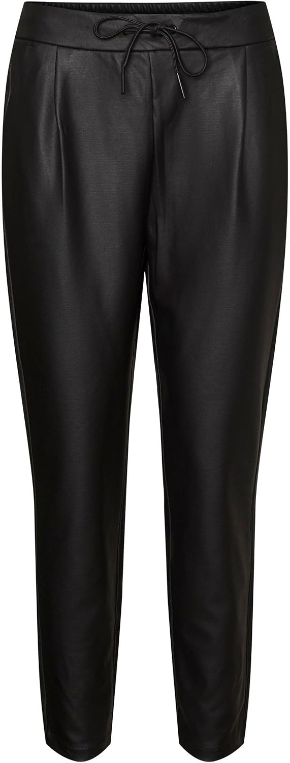 Detalle de VERO MODA VMEVA Damen Kunstlederhose mit mittlerer Taille – locker geschnitten