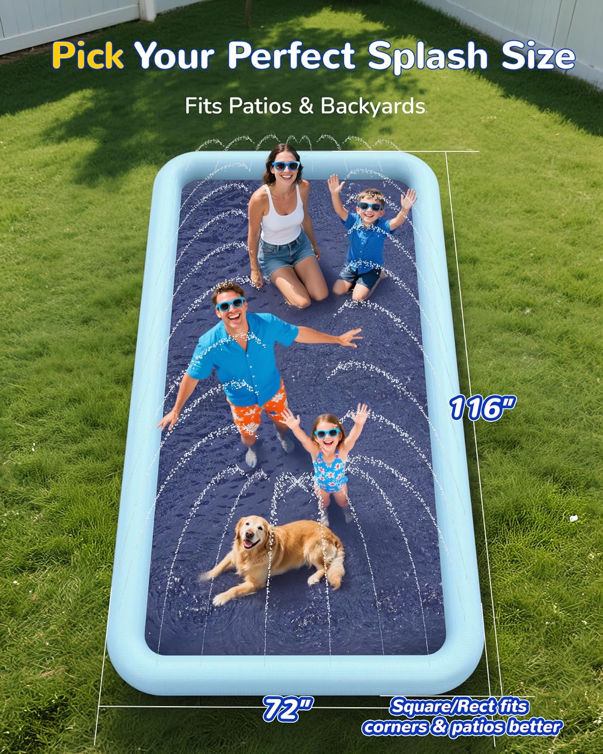 Detalle de VISTOP Non-Slip Splash Pad for Kids and Dogs – 116 x 72 inch Thick 0.55mm Blue