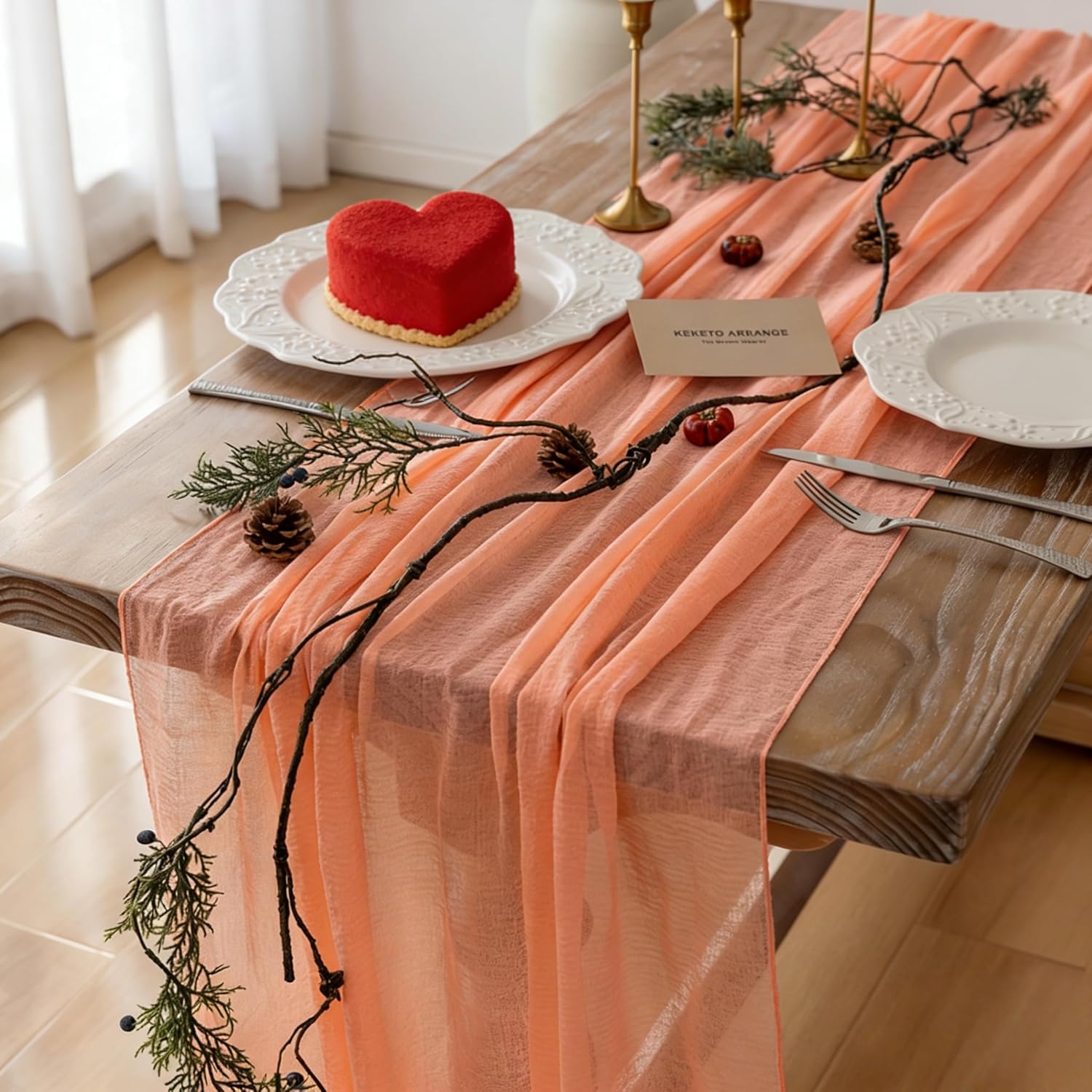 Thumbnail 6 de Keketoarrange Sage Green Cheesecloth Runner 120 in 🏡