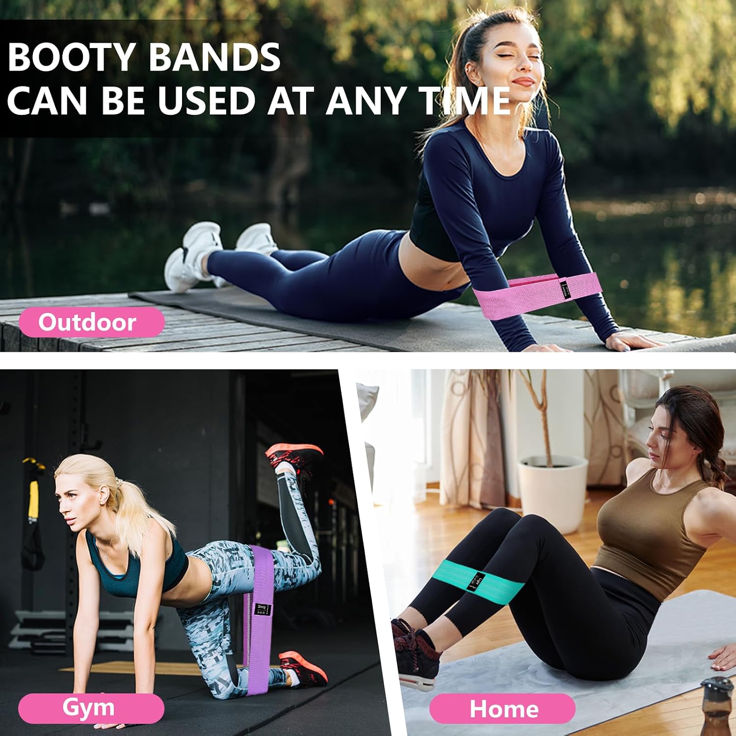 Thumbnail 4 de koulate 3-Level Fabric Resistance Exercise Bands (Multi-Colored)
