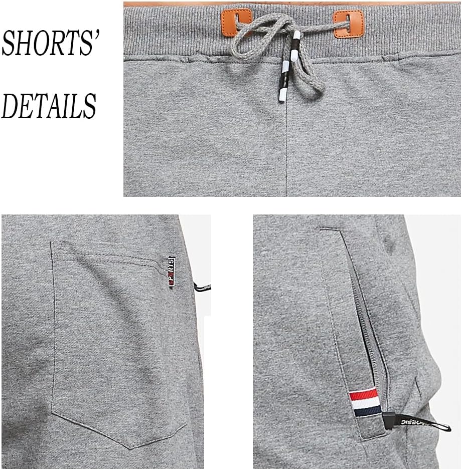 Thumbnail 5 de JustSun Mens Shorts Casual Sports Joggers Shorts with Elastic Waist Zipper Pockets