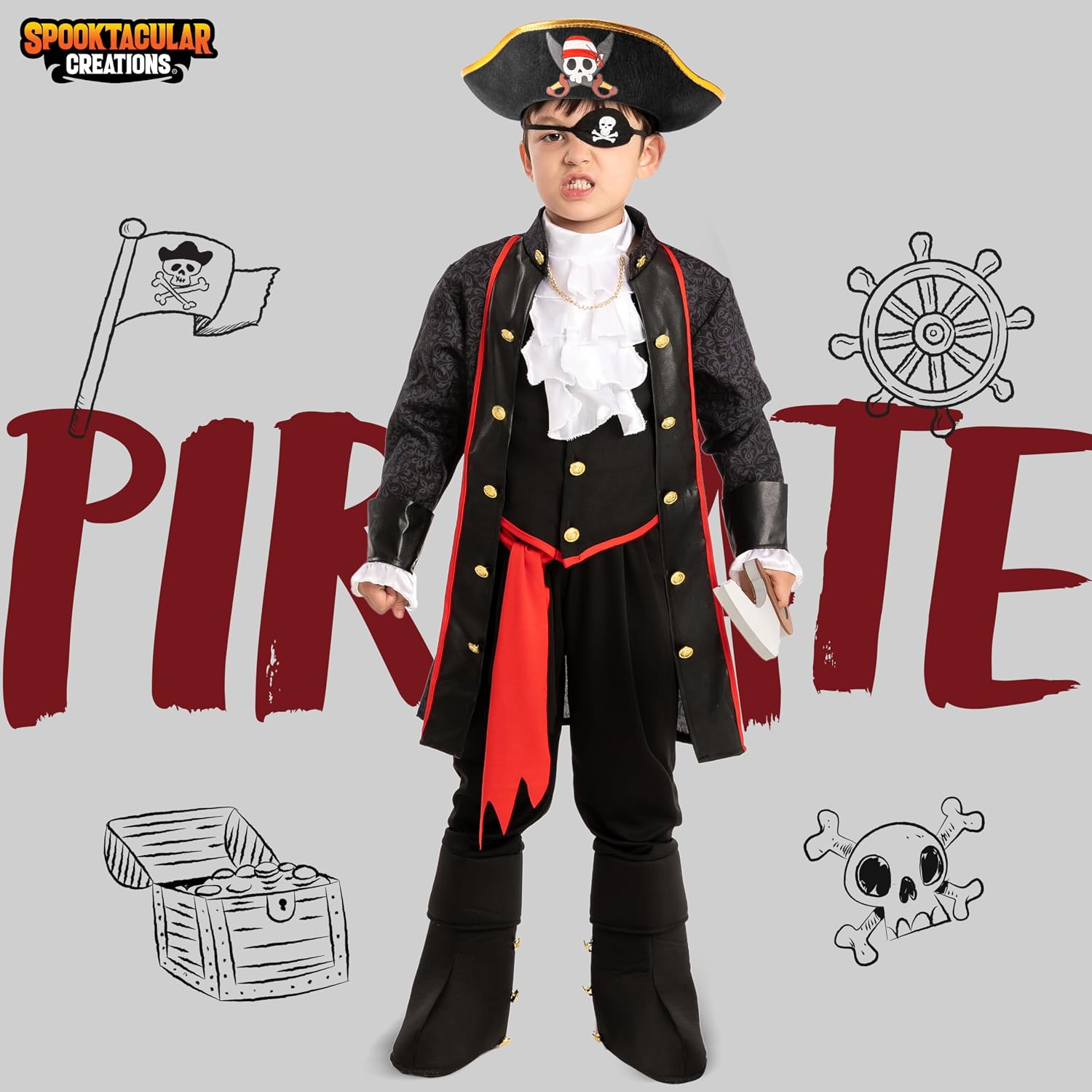 Detalle 2 de Spooktacular Creations Piratenkostüm 5–7 Jahre 🎭