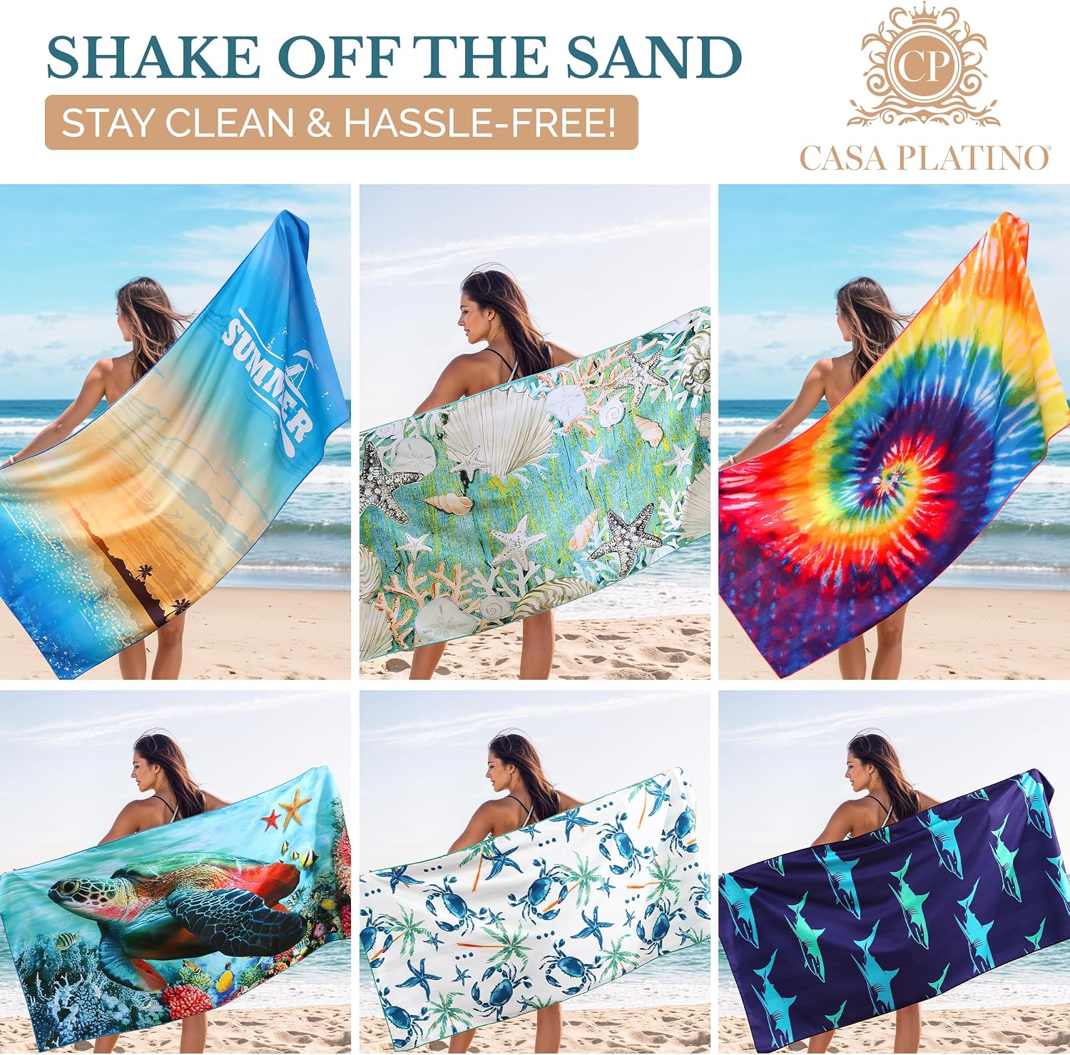 Thumbnail 1 de Casa Platino Lucky Bay 71x32 beach towel pack