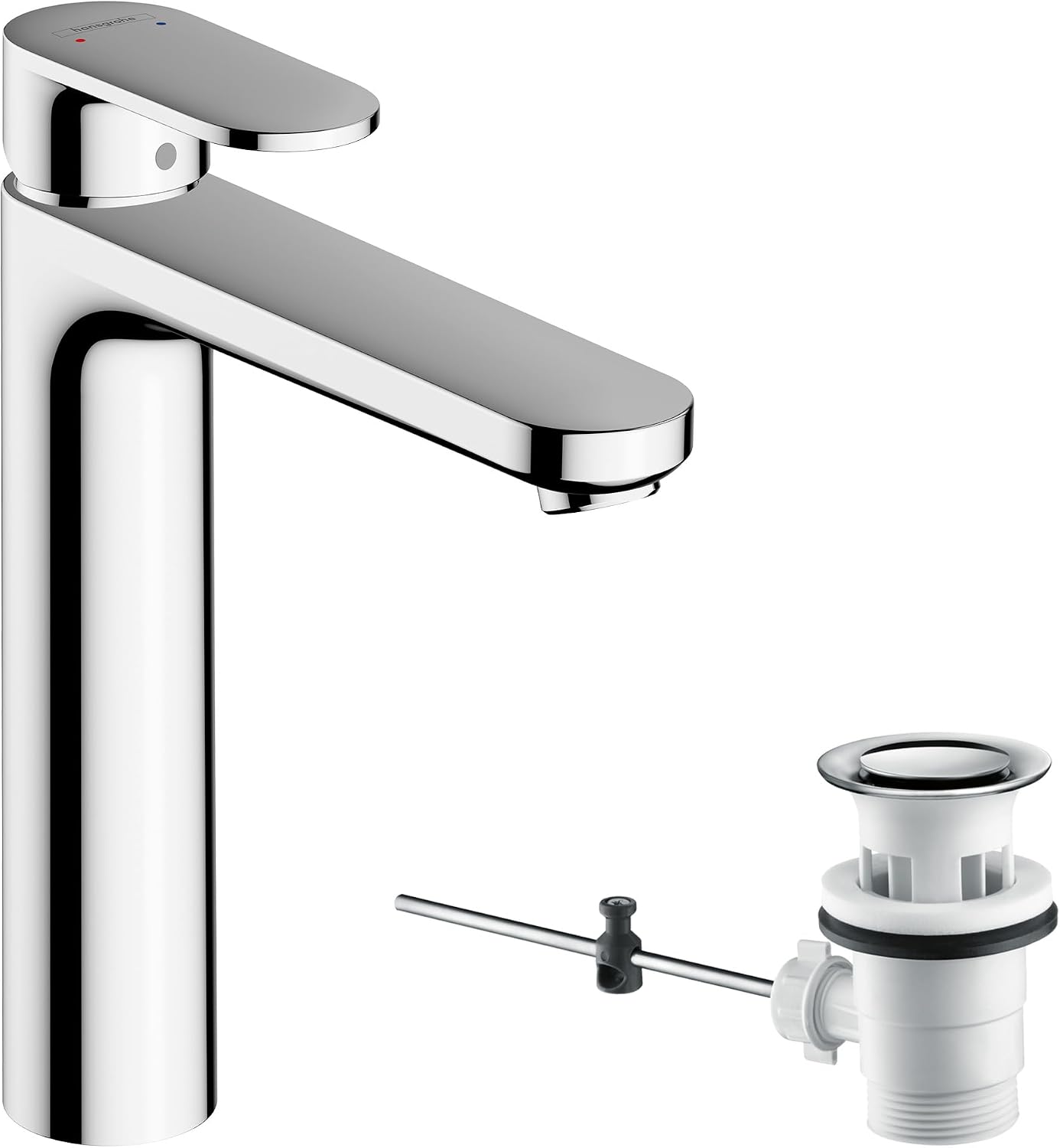 Detalle de Hansgrohe Vernis Blend Waschtischarmatur mit Zugstangen-Ablauf – Chrom, 71552000