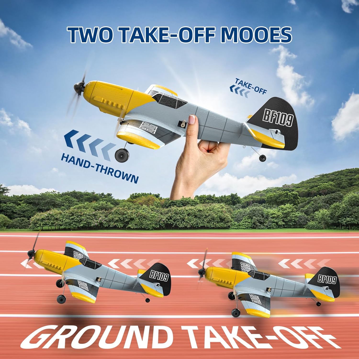 Detalle de DEERC BF-109 RC plane, 2.4GHz