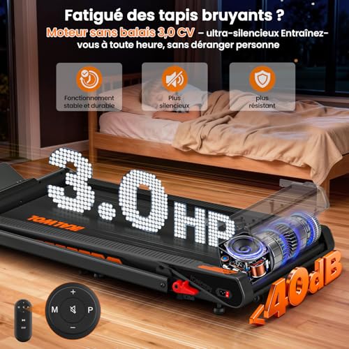 Detalle de Tapis de Course 6 en 1 Kalwol: pliable, inclinable à 10% et haut-parleur intégré