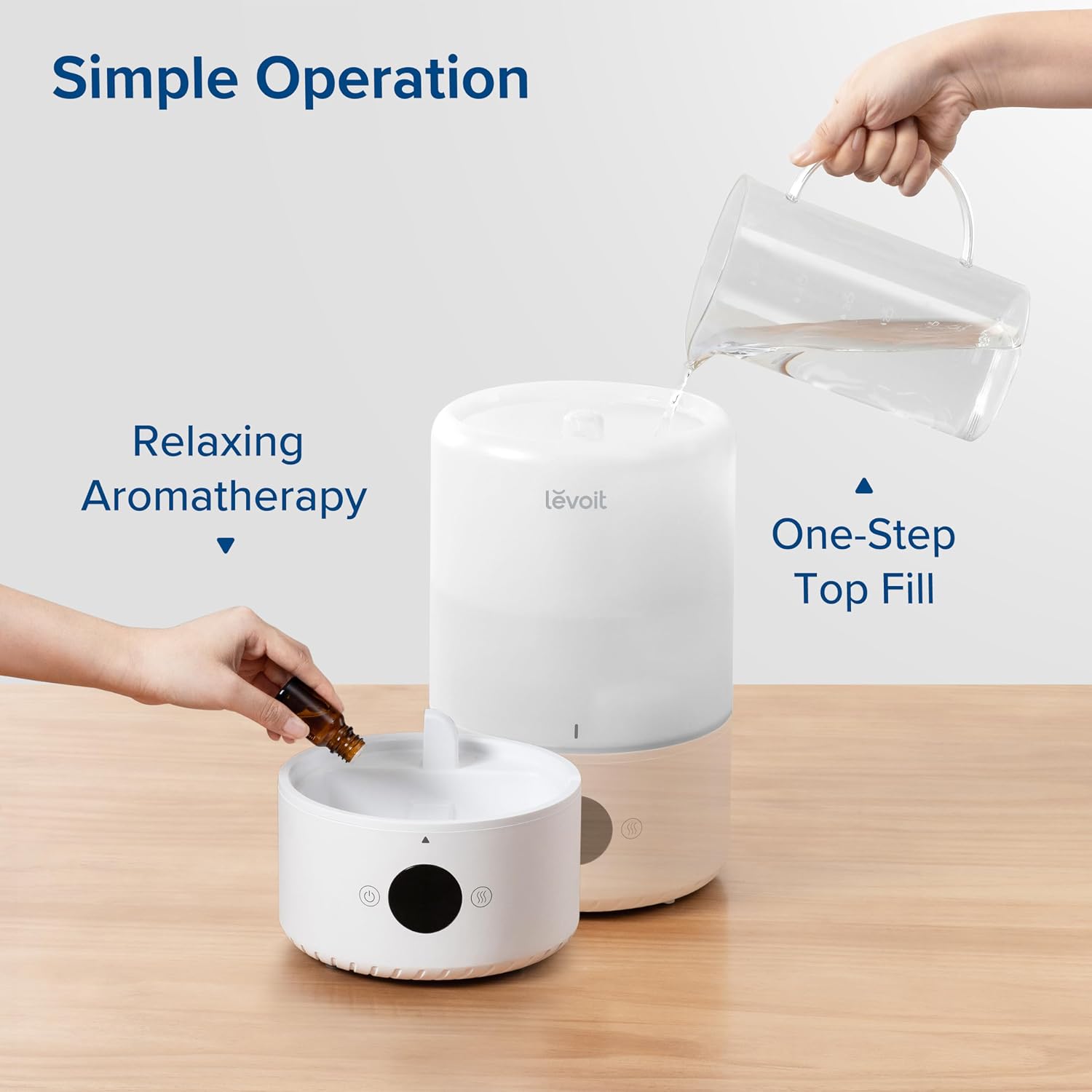 Detalle de Levoit Smart Cool Mist Humidifier for Bedroom (3L Top Fill) with Vesync, Alexa Control & Auto Mode