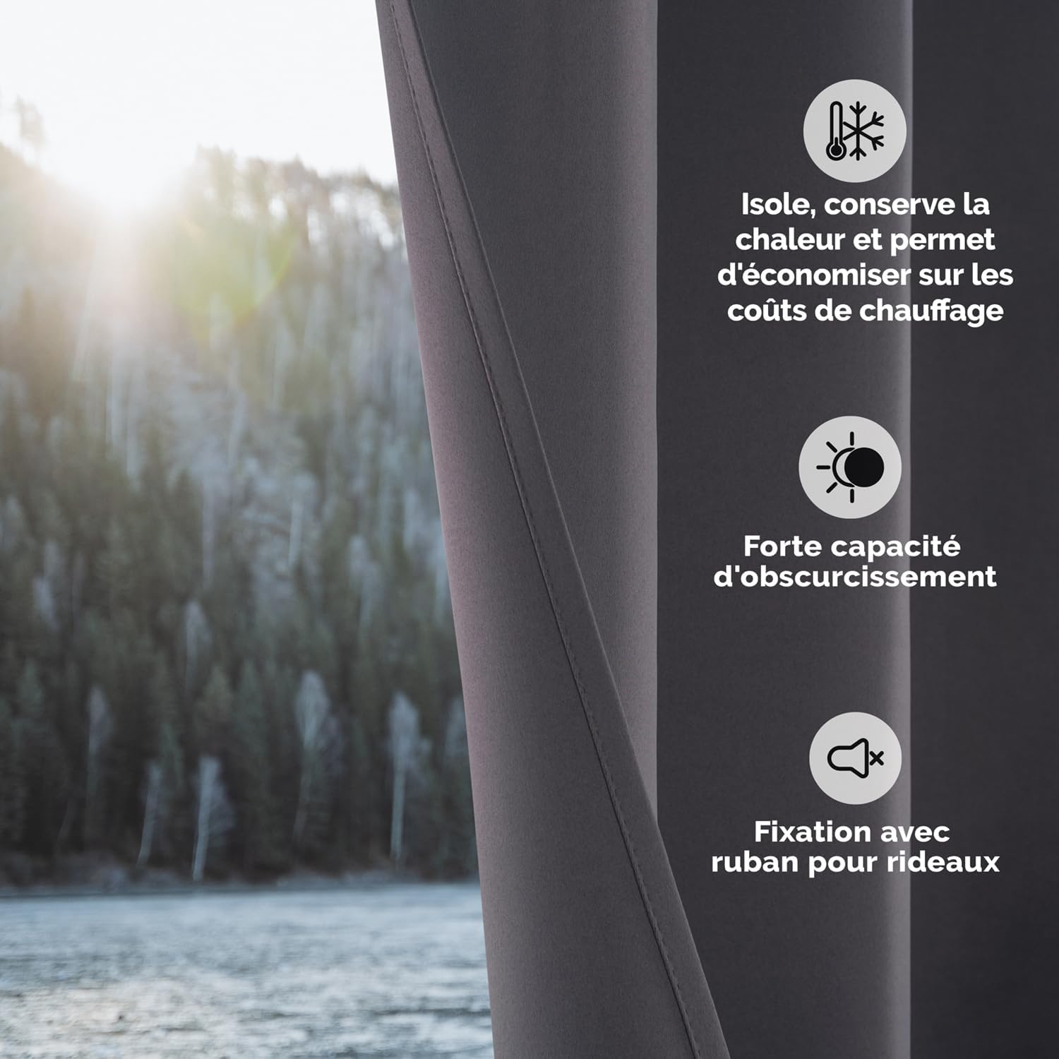 Thumbnail 6 de Lot de 2 rideaux occultants Blumtal à galon fronceur Oeko-TEX anthracite 245 x 140 cm