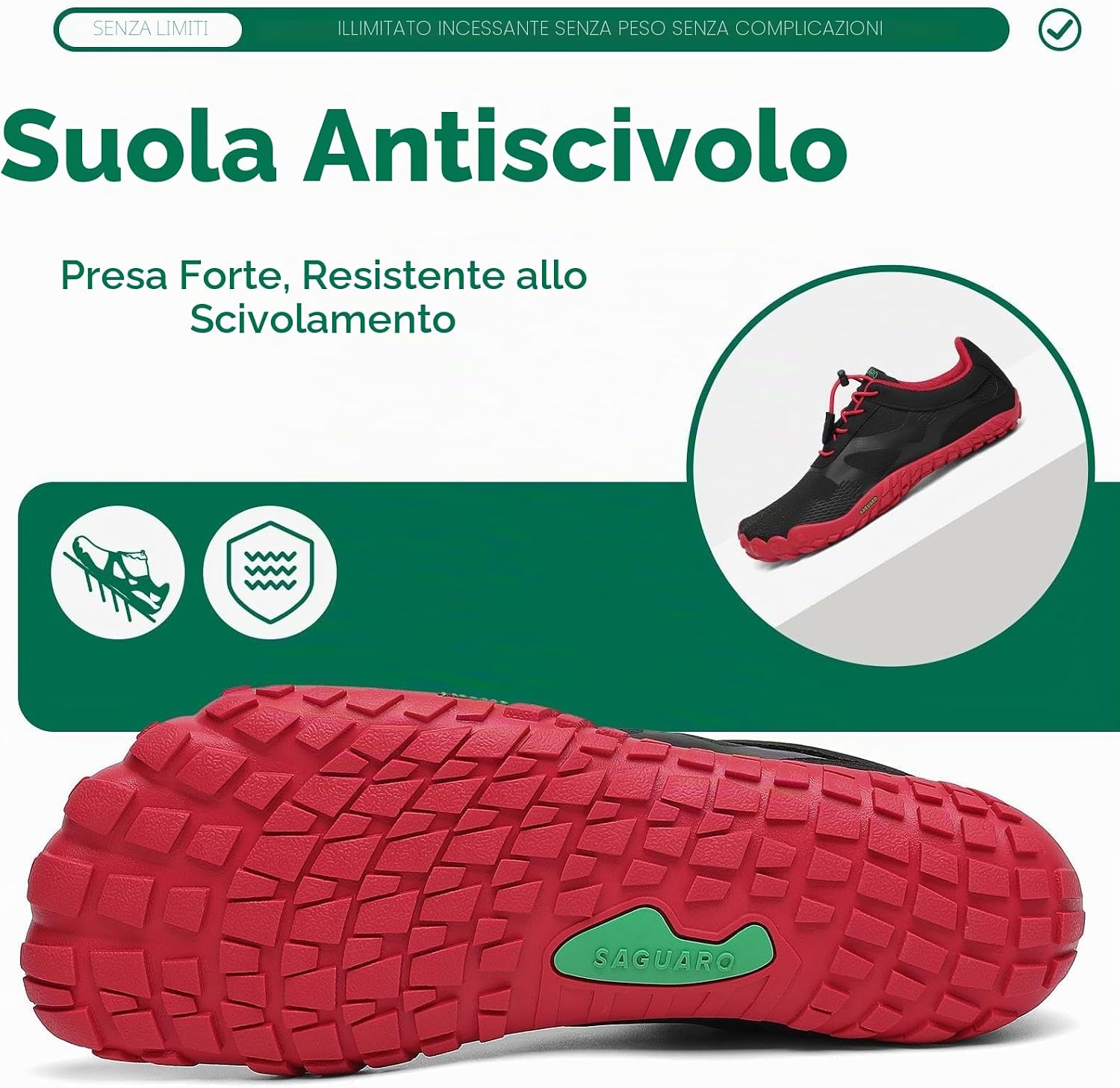 Detalle de SAGUARO Scarpe da Trail Running Barefoot Uomo Donna – Estremamente flessibili e leggere per palestra e trekking (GR.36-48)