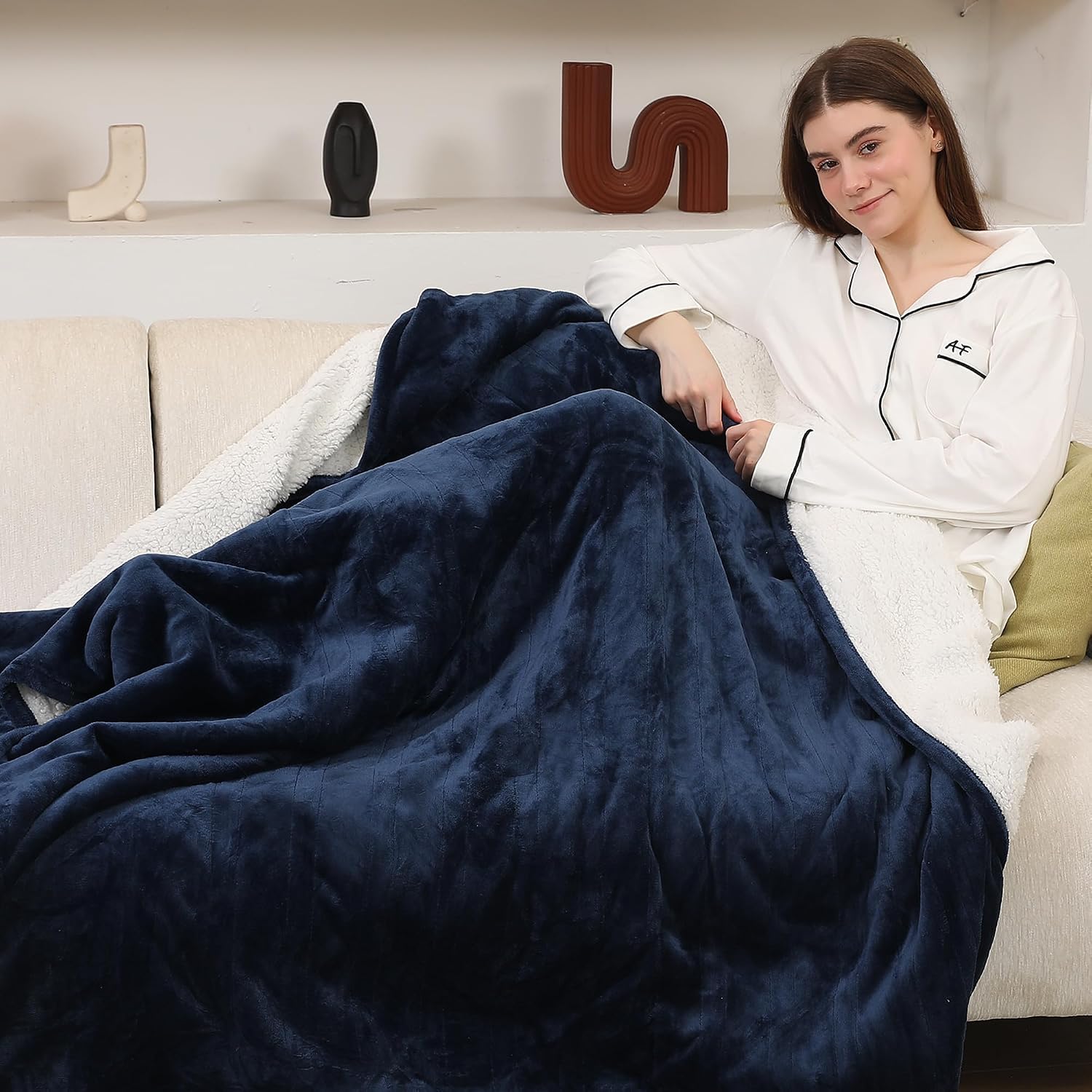 Detalle de ESTINGO Heated Blanket Throw with 5 Heating Levels and Auto Off 50x60 Navy