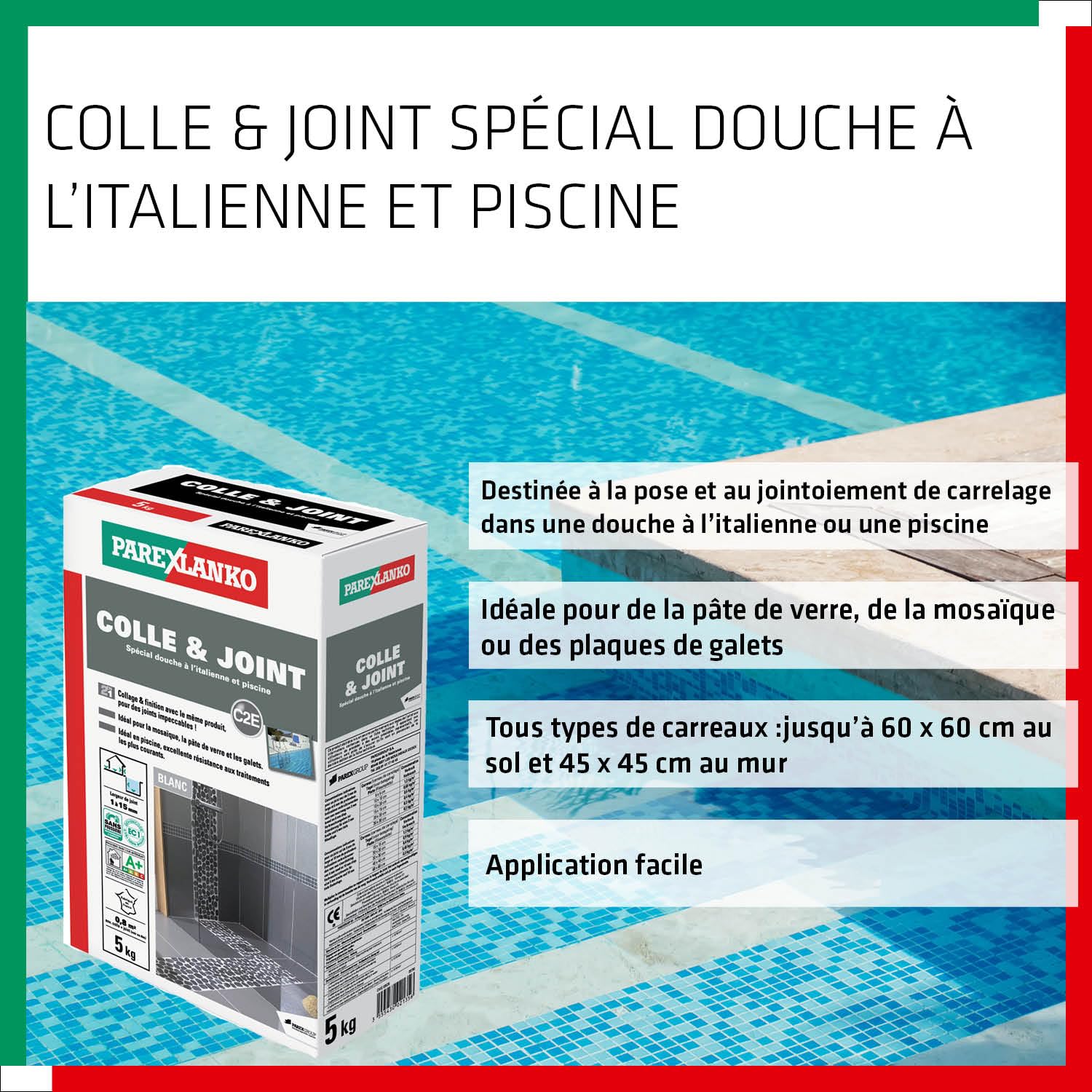 Thumbnail 2 de Parexlanko Colle & Joint Spécial Douche à l'Italienne et Piscine – 5 kg, blanc