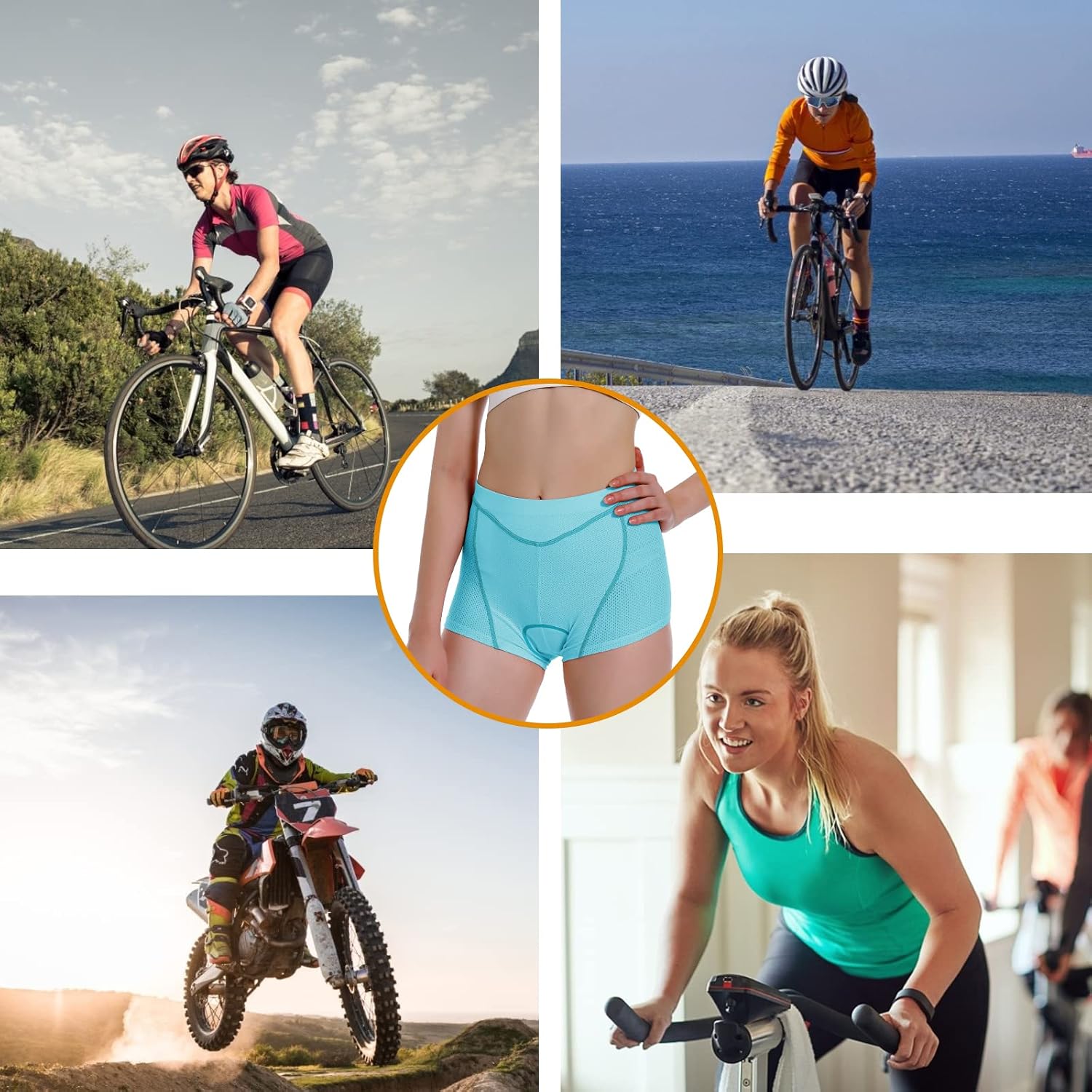 Detalle 2 de FEIXIANG Pantaloni da Ciclismo da Donna con imbottitura 4D Gel: comfort, traspiranti e design femminile
