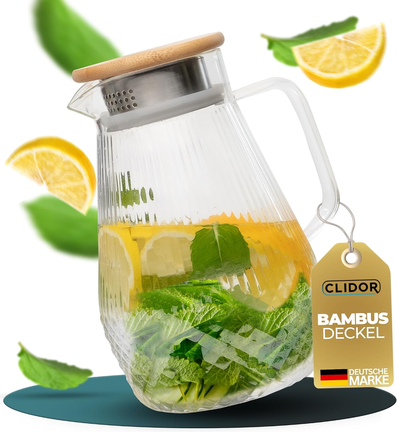 Detalle de CLIDOR Wasserkaraffe 1,5 L Glaskaraffe