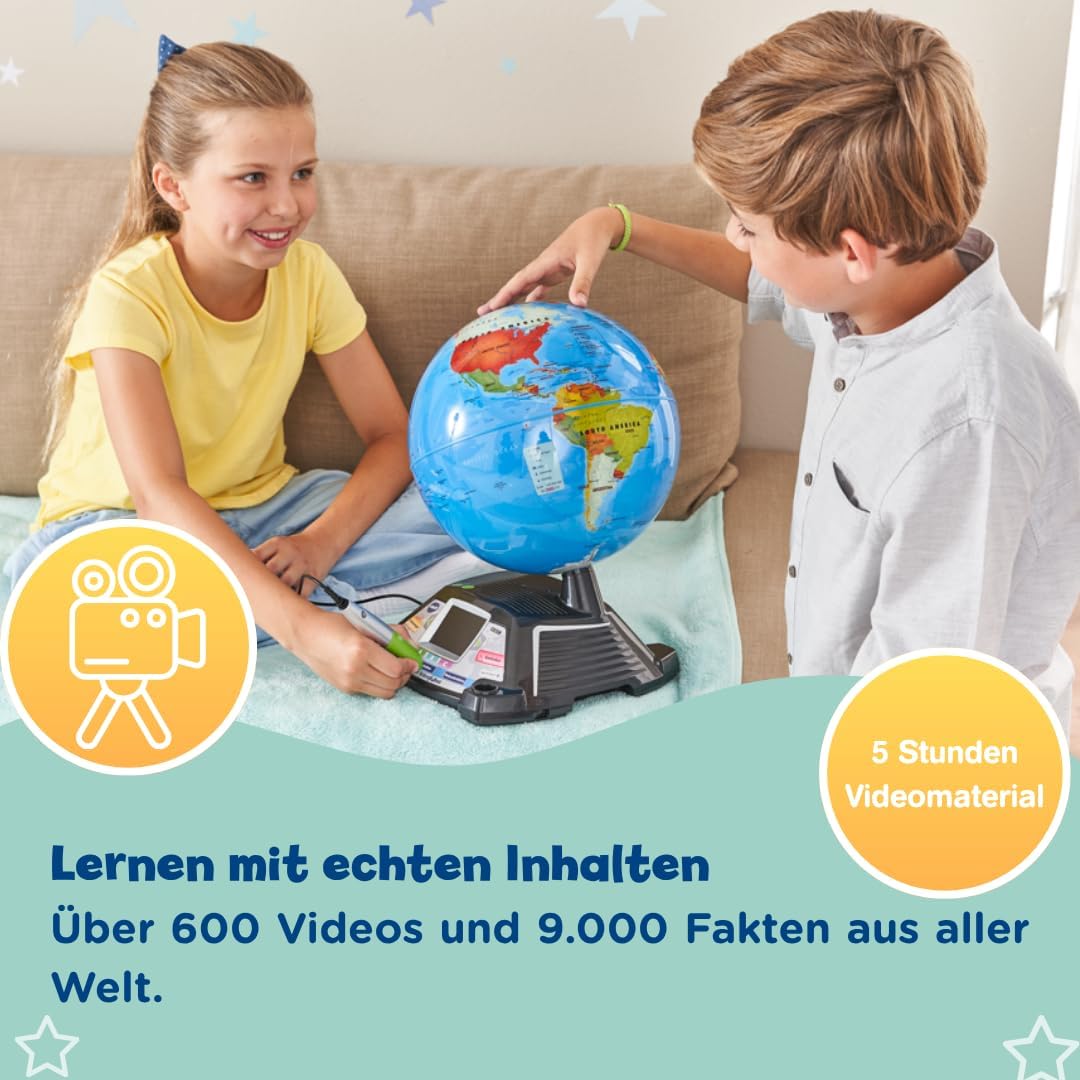 Detalle de VTech Interaktiver Videoglobus – Weltkugel mit Bildschirm und Lerninhalten (deutsche Version) für Kinder ab 7 Jahren