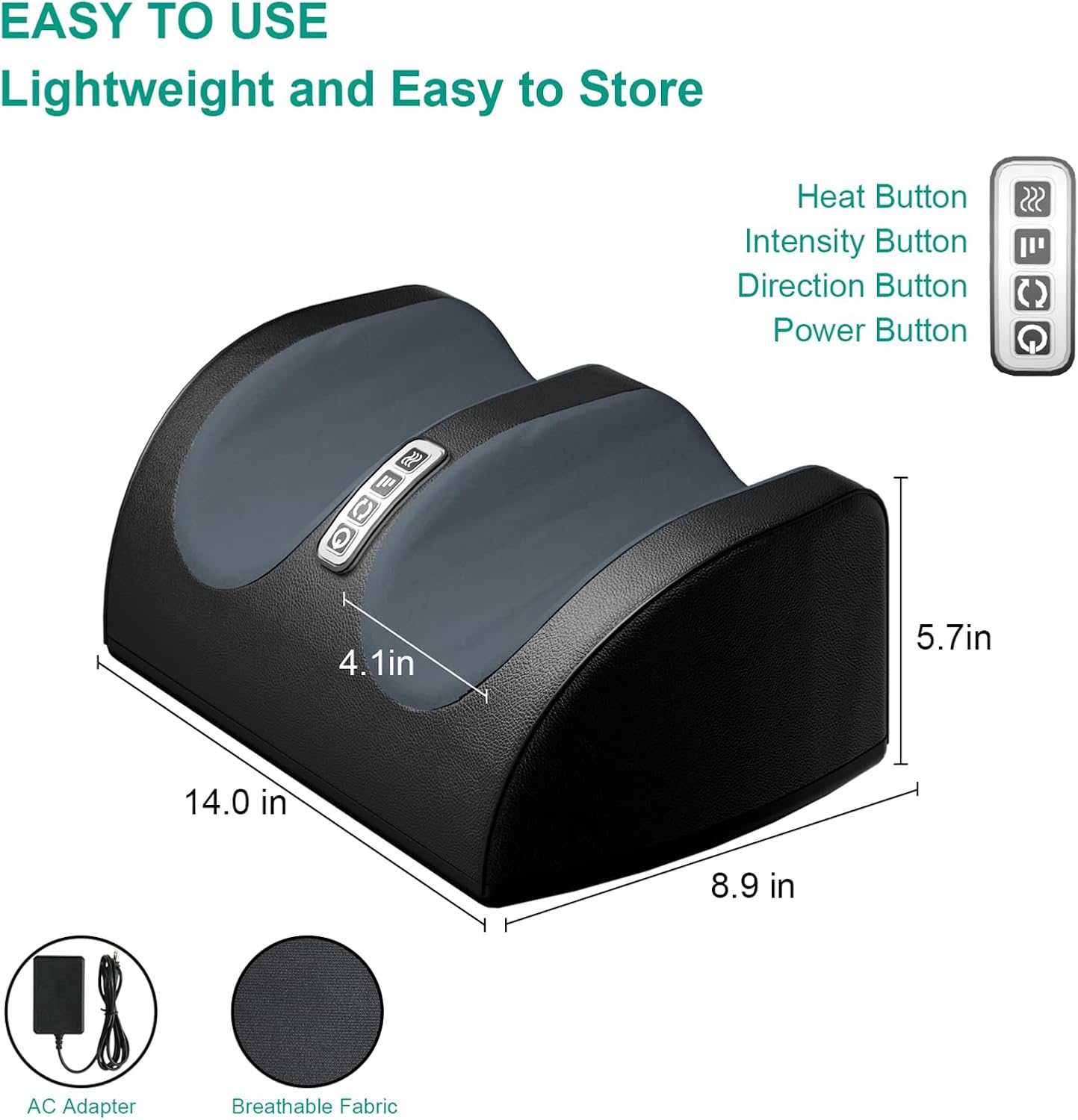 Detalle de LINGTENG Shiatsu Foot Massager with Heat for Calves and Feet 👣