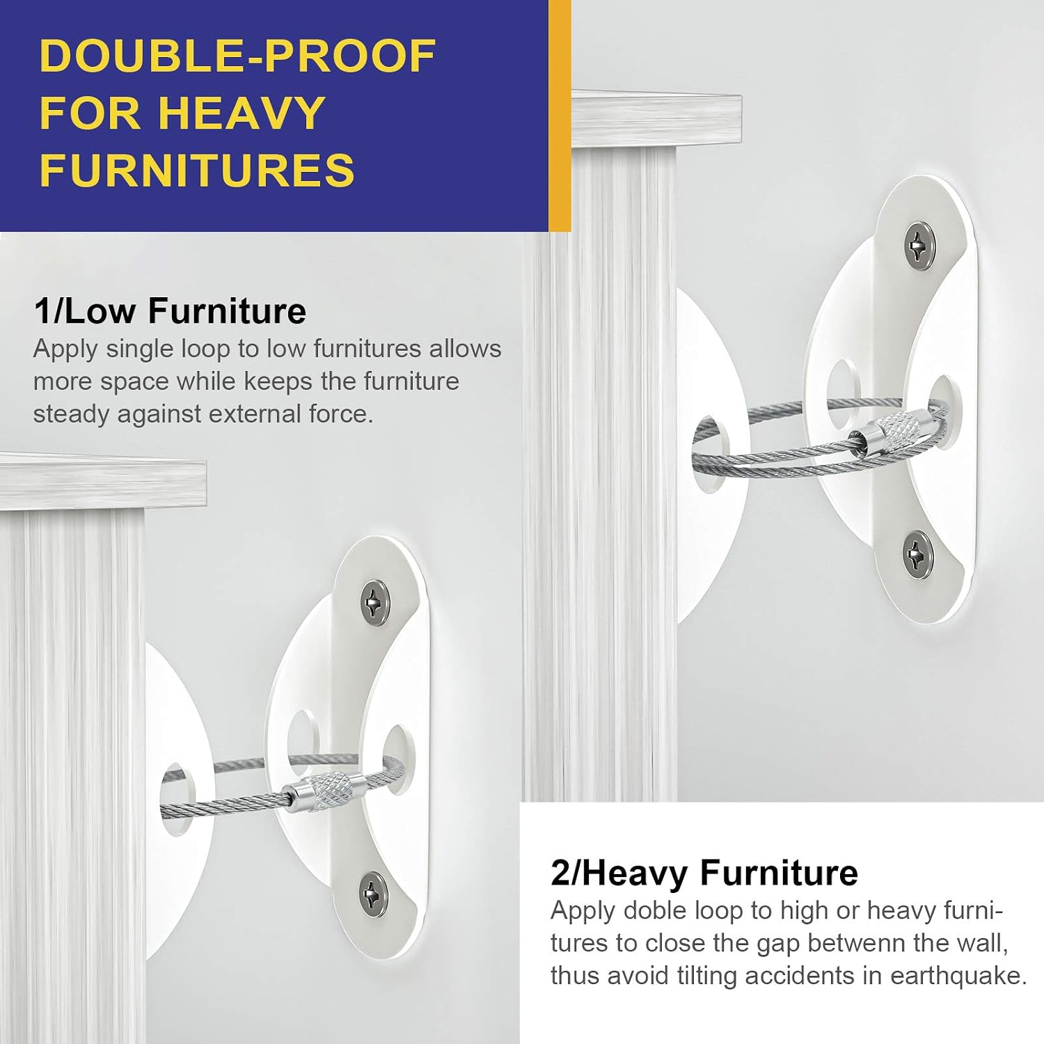 Thumbnail 6 de Furniture Straps 10 Pack child safety straps for cabinets