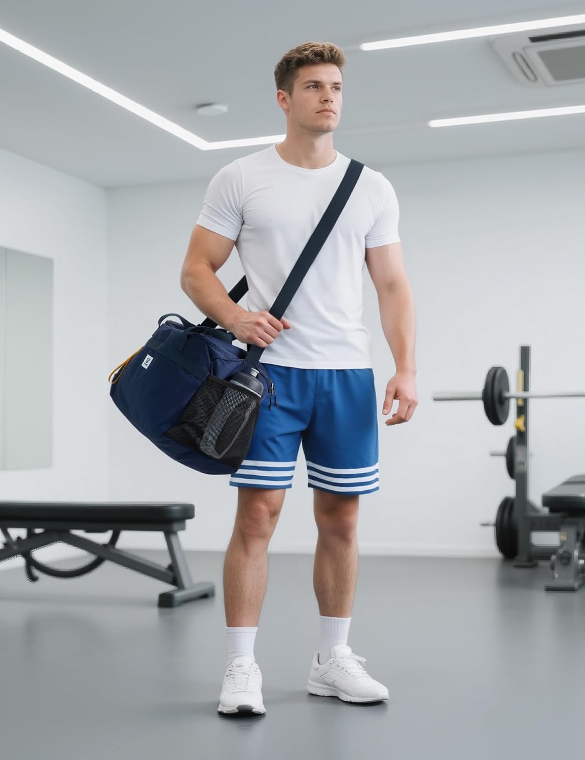 Detalle de SKYSPER 35L Sporttasche & Reisetasche mit Schuhfach und Nassfach – 48 x 26 x 27 cm, 35 L