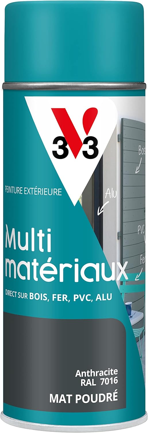 V33 Bombe Peinture Extérieure Anthracite 400 ml