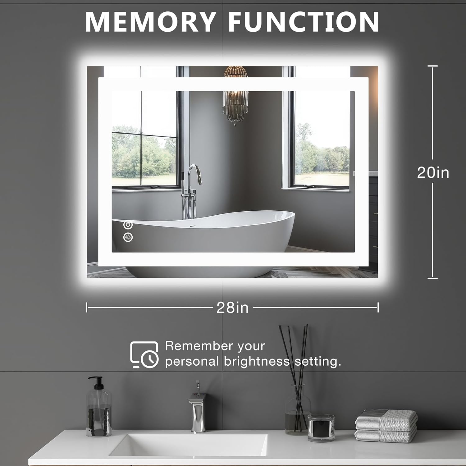 Detalle 2 de DUMOS LED Bathroom Mirror 20.1 x 28.1 inches