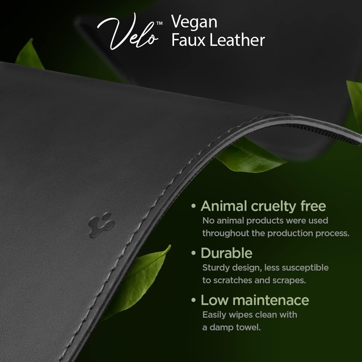 Detalle 2 de Spigen sous-main XXL en cuir PU végane imperméable pour bureau et tapis de souris Nero