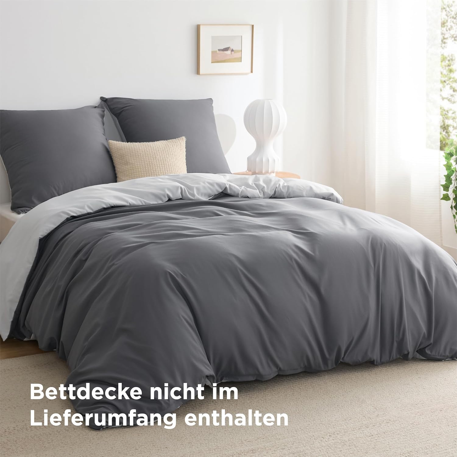 Thumbnail 4 de BEDSURE Bettwäsche 200x220 3-teilig Grau/Anthrazit – 200x220 Bettbezug + 2 Kissenbezüge (80x80) | OEKO-TEX