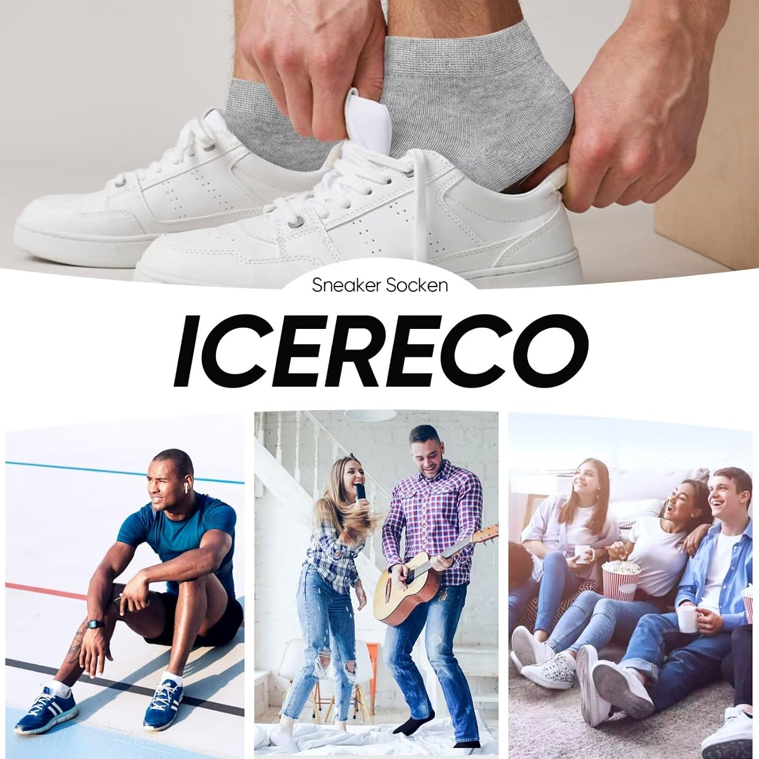 Detalle de Calze sportive IceReco 6/10, cotone traspiranti