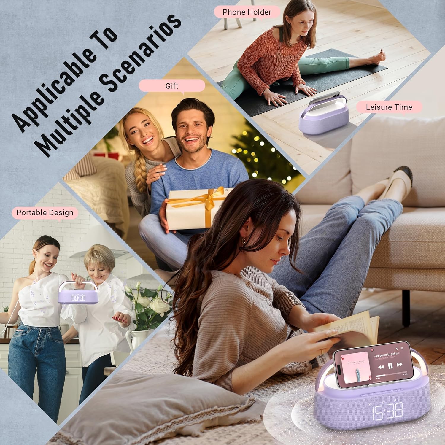 Thumbnail 5 de FREEFISH Bluetooth Speaker with Wireless Charger and FM Radio – alarm clock with 15W wireless charging