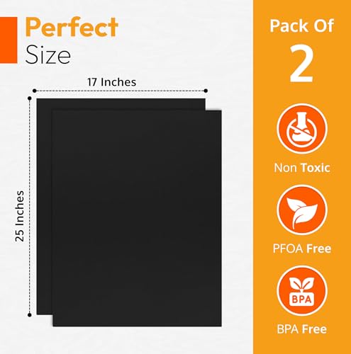 Detalle de ThreadNanny Oven Liners for Bottom of Oven – Thick 17” x 25” (2 Pack), Non-Stick Reusable Mats