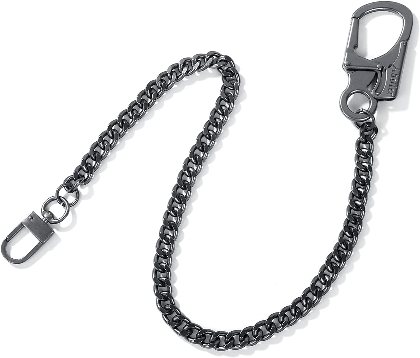 Chaîne de portefeuille homme Ahiller avec mousqueton en alliage et chaîne en acier inoxydable (gris acier)