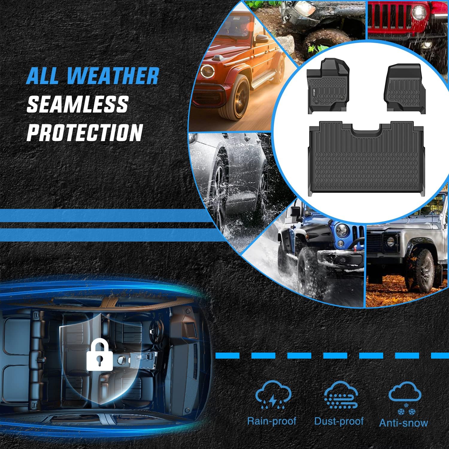 Thumbnail 4 de Nilight TPE Floor Mats for Ford F-150 SuperCrew Cab (2015–2023) All-Weather Custom Fit
