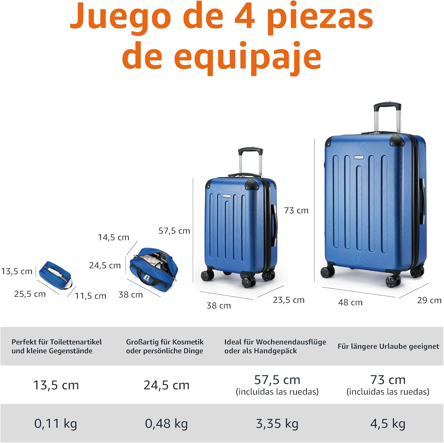 Thumbnail 3 de Amazon Basics Juego de 4 maletas rígidas con Ruedas ✈